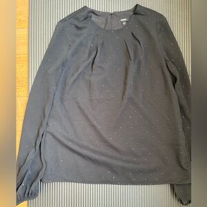 EXPRESS Black Sparkly Top w Sheer Sleeves